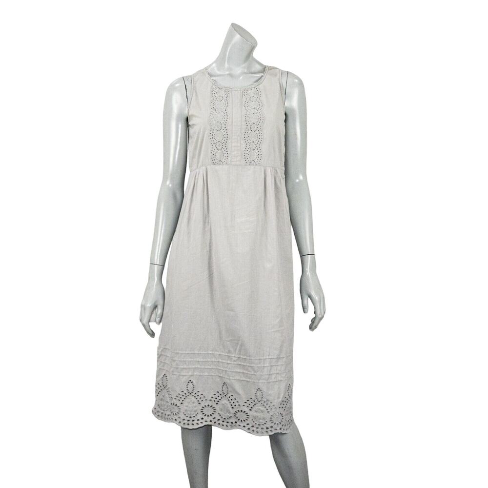 Gudrun Sjoden Dress Eyelet Trim Gray Cotton size small